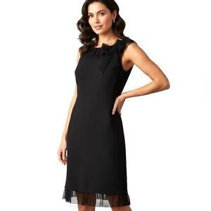 Nine West Black Sleeveless Sheath Dress With Mesh Polka Dot Details Size 14